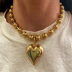 Gold beaded heart necklace